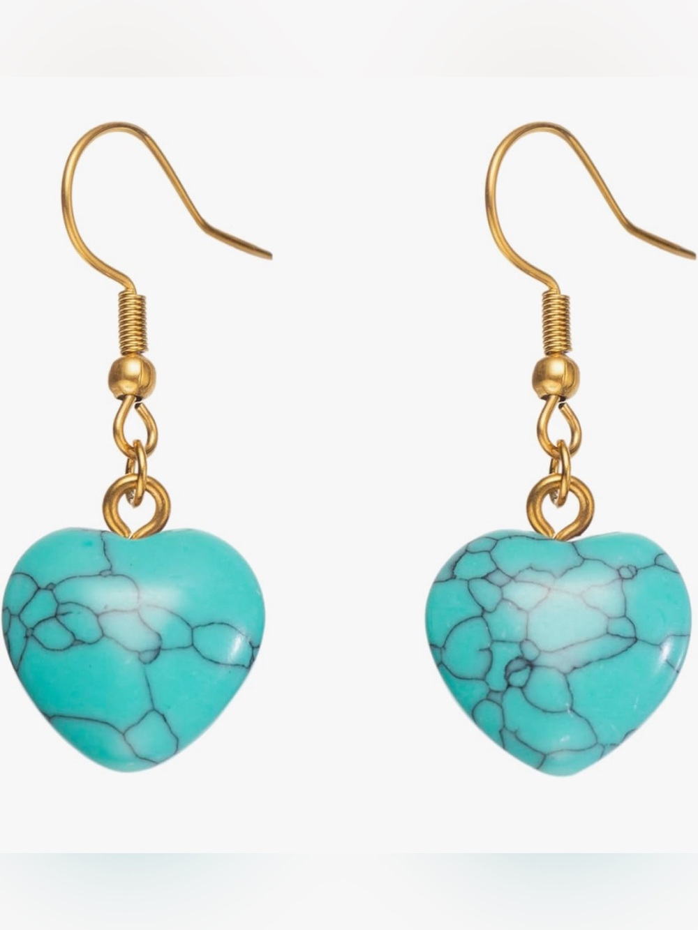 Unique Lord & Taylor 18KT Gold Vermeil Turquoise Heart earrings
